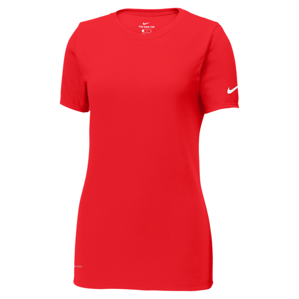 Nike Women's Dri FIT Cotton/Poly Scoop Neck Tee, University Red, Front view