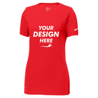 Nike Women's Dri FIT Cotton/Poly Scoop Neck Tee, University Red, Front view, Mockup