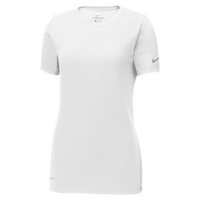 Nike Women's Dri FIT Cotton/Poly Scoop Neck Tee, White, Front view