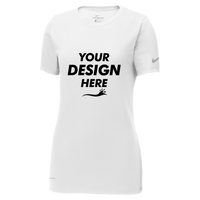 Nike Women's Dri FIT Cotton/Poly Scoop Neck Tee, White, Front view, Mockup