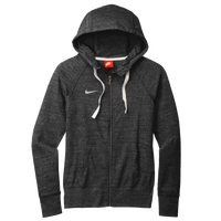 Nike Women's Gym Vintage Full Zip Hoodie, Team Black, Front view