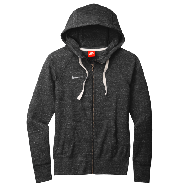 Nike Women's Gym Vintage Full Zip Hoodie, Team Black, Front view