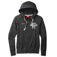 Nike Women's Gym Vintage Full Zip Hoodie, Team Black, Front view, Mockup