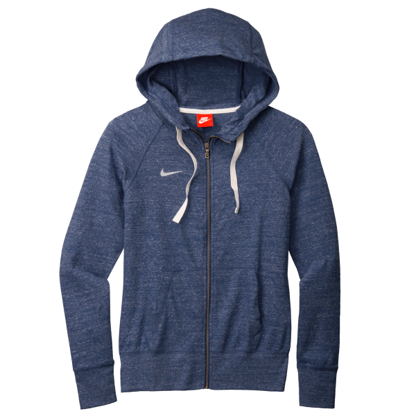 Nike Women's Gym Vintage Full Zip Hoodie, Team Navy, Front view