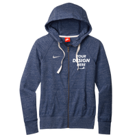 Nike Women's Gym Vintage Full Zip Hoodie, Team Navy, Front view, Mockup