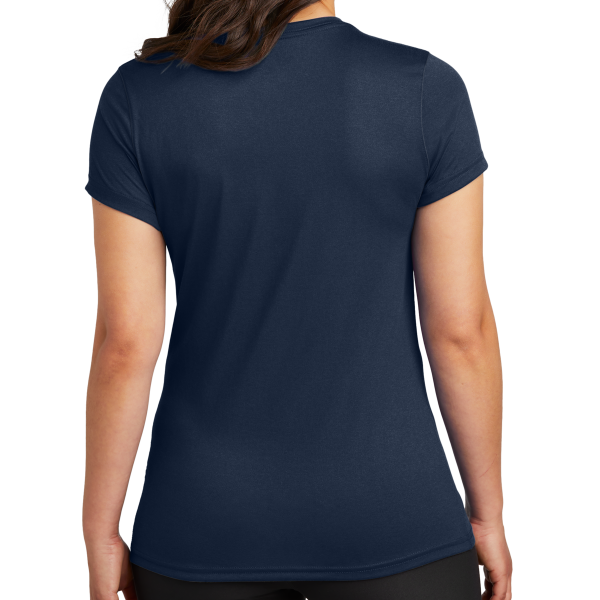Nike Women's Swoosh Sleeve rLegend Tee, College Navy, Back view