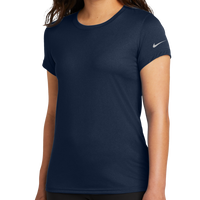 Nike Women's Swoosh Sleeve rLegend Tee, College Navy, Front view