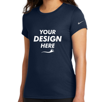 Nike Women's Swoosh Sleeve rLegend Tee, College Navy, Front view, Mockup