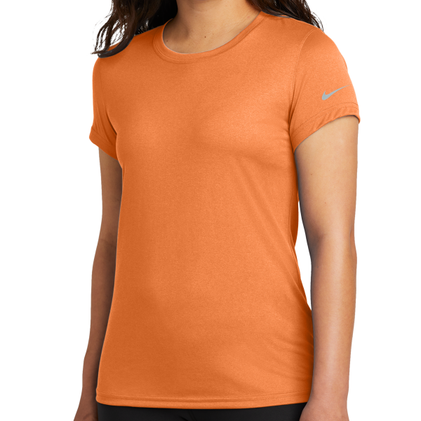 Nike Women's Swoosh Sleeve rLegend Tee, Desert Orange, Front view