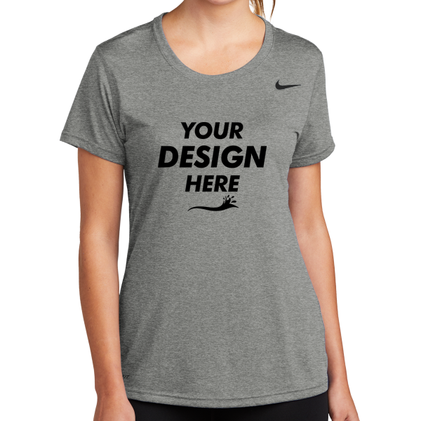 Nike Women's Team rLegend Tee, Carbon Heather, Front view, Mockup