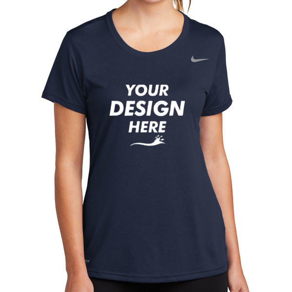 Nike Women's Team rLegend Tee, College Navy, Front view, Mockup