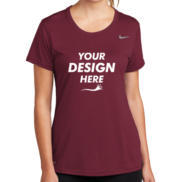 Nike Women's Team rLegend Tee, Deep Maroon, Front view, Mockup