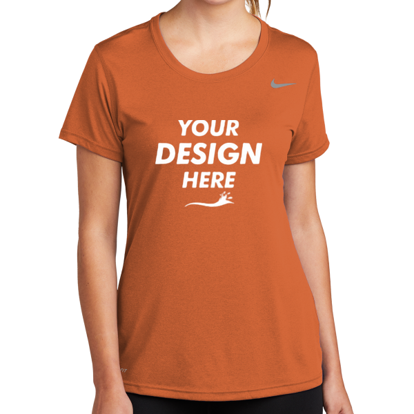 Nike Women's Team rLegend Tee, Desert Orange, Front view, Mockup