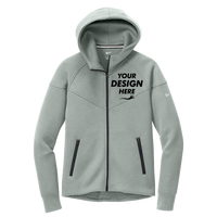 Nike Women's Tech Fleece Full Zip Hoodie, Dark Grey Heather, Front view, Mockup