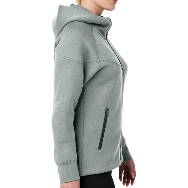 Nike Women's Tech Fleece Full Zip Hoodie, Dark Grey Heather, Right Sleeve view