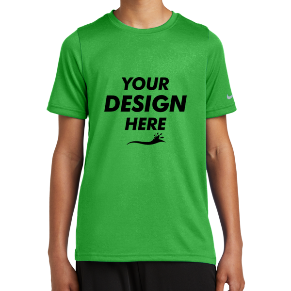 Nike Youth Swoosh Sleeve rLegend Tee, Apple Green, Front view, Mockup