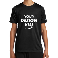 Nike Youth Swoosh Sleeve rLegend Tee, Black, Front view, Mockup