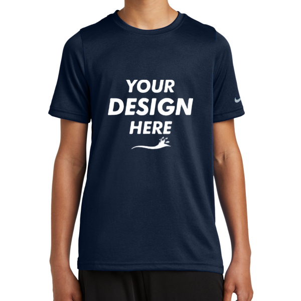 Nike Youth Swoosh Sleeve rLegend Tee, College Navy, Front view, Mockup