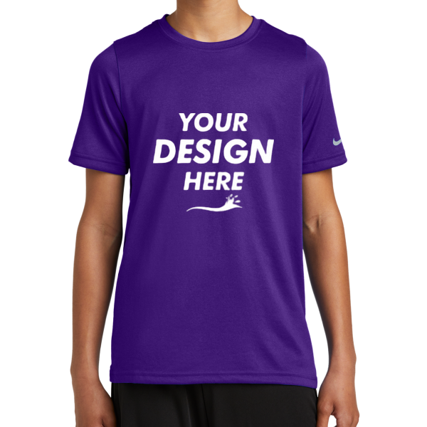 Nike Youth Swoosh Sleeve rLegend Tee, Court Purple, Front view, Mockup
