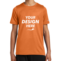 Nike Youth Swoosh Sleeve rLegend Tee, Desert Orange, Front view, Mockup