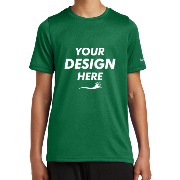 Nike Youth Swoosh Sleeve rLegend Tee, Gorge Green, Front view, Mockup