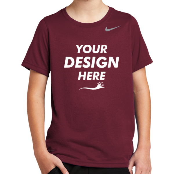 Nike Youth Team rLegend Tee, Deep Maroon, Front view, Mockup