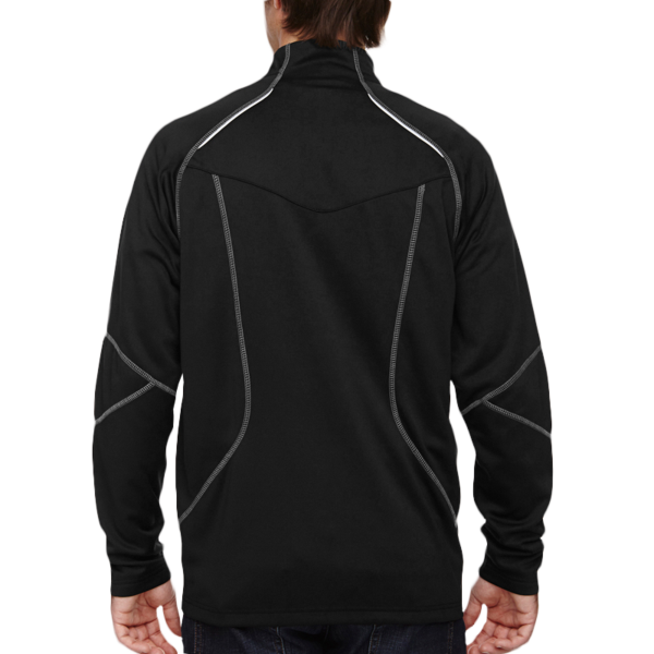 North End Men's Catalyst Performance Fleece Quarter-Zip Pullover, Black, Back view