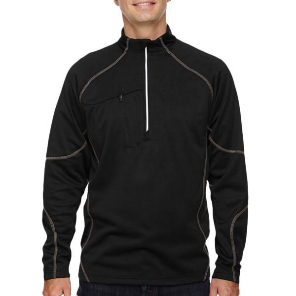 North End Men's Catalyst Performance Fleece Quarter-Zip Pullover, Black, Front view
