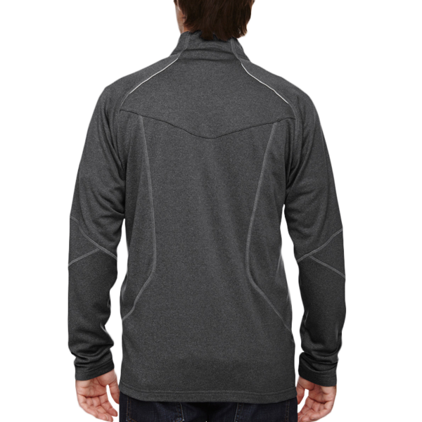 North End Men's Catalyst Performance Fleece Quarter-Zip Pullover, Carbon Heather, Back view