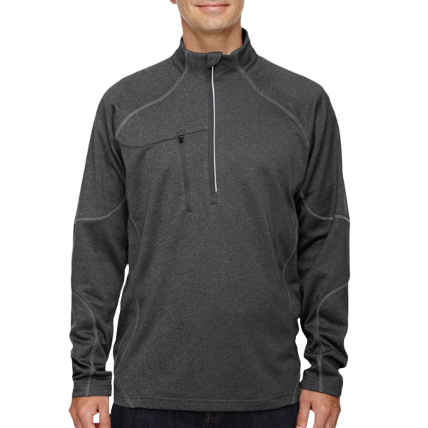 North End Men's Catalyst Performance Fleece Quarter-Zip Pullover, Carbon Heather, Front view