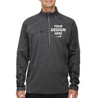 North End Men's Catalyst Performance Fleece Quarter-Zip Pullover, Carbon Heather, Front view, Mockup
