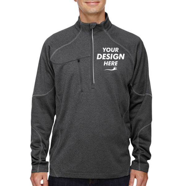 North End Men's Catalyst Performance Fleece Quarter-Zip Pullover, Carbon Heather, Front view, Mockup