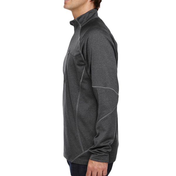 North End Men's Catalyst Performance Fleece Quarter-Zip Pullover, Carbon Heather, Left Sleeve view