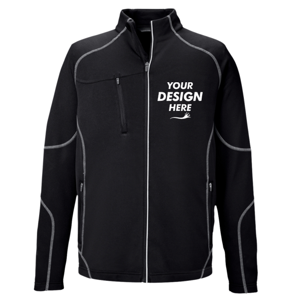 North End Men's Gravity Performance Fleece Jacket, Black, Front view, Mockup