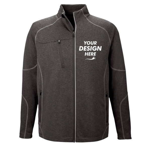 North End Men's Gravity Performance Fleece Jacket, Carbon Heather, Front view, Mockup