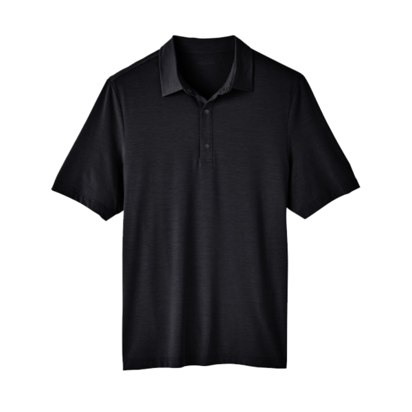 North End Men's JAQ Snap-Up Stretch Performance Polo, Black, Front view
