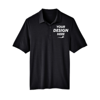 North End Men's JAQ Snap-Up Stretch Performance Polo, Black, Front view, Mockup