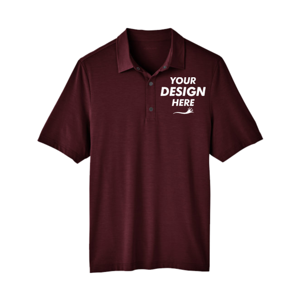 North End Men's JAQ Snap-Up Stretch Performance Polo, Burgundy, Front view, Mockup