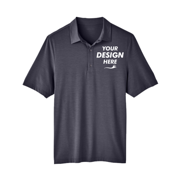North End Men's JAQ Snap-Up Stretch Performance Polo, Carbon, Front view, Mockup