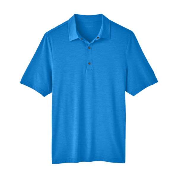 North End Men's JAQ Snap-Up Stretch Performance Polo, Light Nautical Blue, Front view