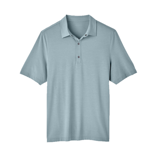 North End Men's JAQ Snap-Up Stretch Performance Polo, Opal Blue, Front view