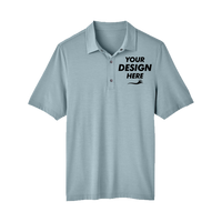 North End Men's JAQ Snap-Up Stretch Performance Polo, Opal Blue, Front view, Mockup