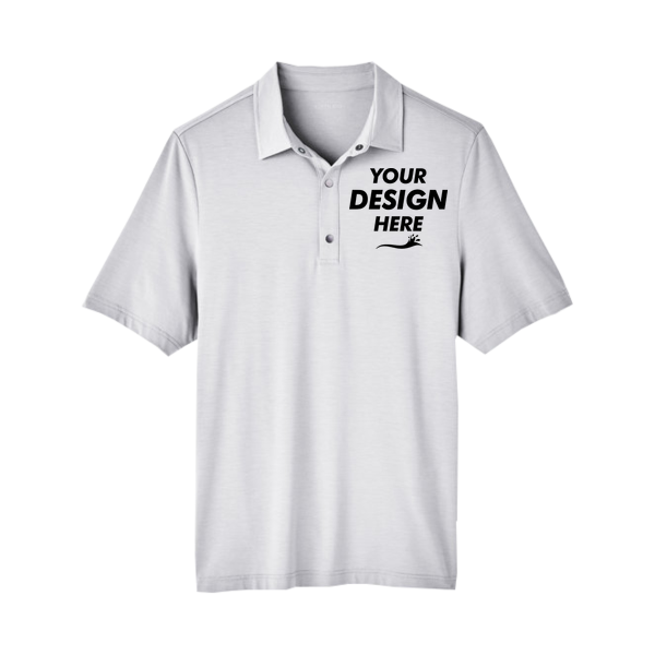 North End Men's JAQ Snap-Up Stretch Performance Polo, Platinum, Front view, Mockup