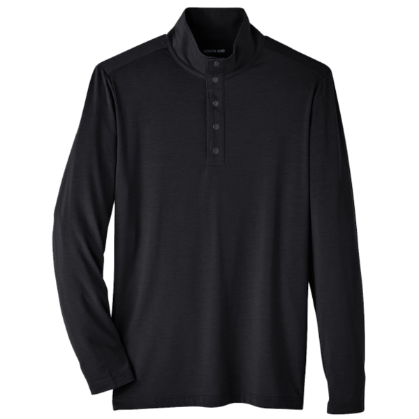 North End Men's JAQ Stretch Performance Snap-Neck Pullover, Black, Front view