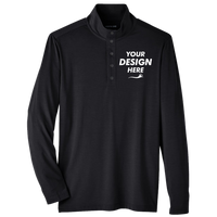 North End Men's JAQ Stretch Performance Snap-Neck Pullover, Black, Front view, Mockup