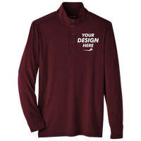 North End Men's JAQ Stretch Performance Snap-Neck Pullover, Burgundy, Front view, Mockup