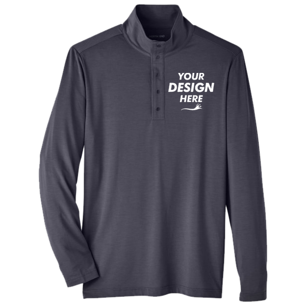 North End Men's JAQ Stretch Performance Snap-Neck Pullover, Carbon, Front view, Mockup
