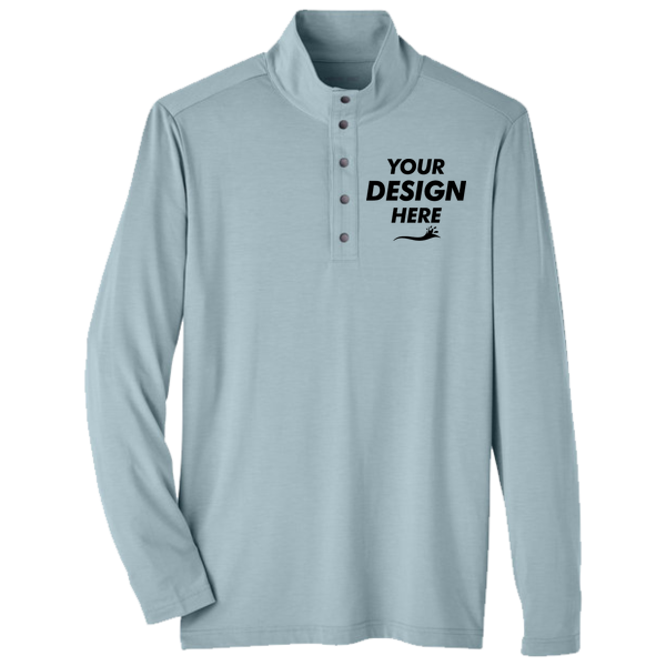 North End Men's JAQ Stretch Performance Snap-Neck Pullover, Opal Blue, Front view, Mockup