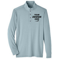 North End Men's JAQ Stretch Performance Snap-Neck Pullover, Opal Blue, Front view, Mockup