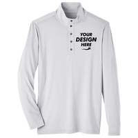 North End Men's JAQ Stretch Performance Snap-Neck Pullover, Platinum, Front view, Mockup